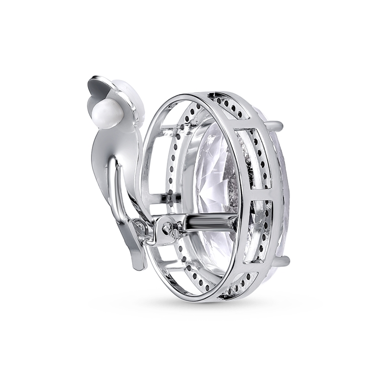 Brinco Zircônia Banhado a Ródio Branco Pressão