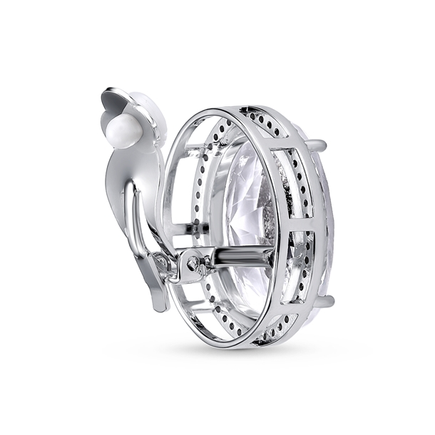 Brinco Zircônia Banhado a Ródio Branco Pressão