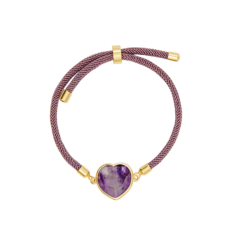 Pulseira Energy Coração Ametista Roxo Escuro
