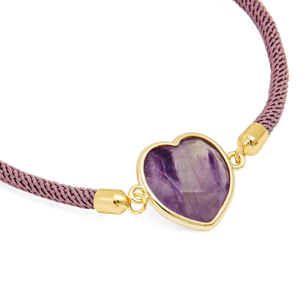 Pulseira Energy Coração Ametista Roxo Escuro