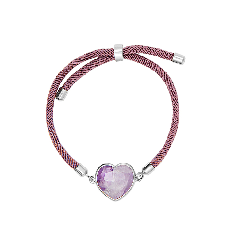 Pulseira Energy Coração Ametista Roxo Claro
