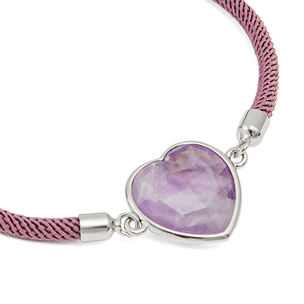 Pulseira Energy Coração Ametista Roxo Claro