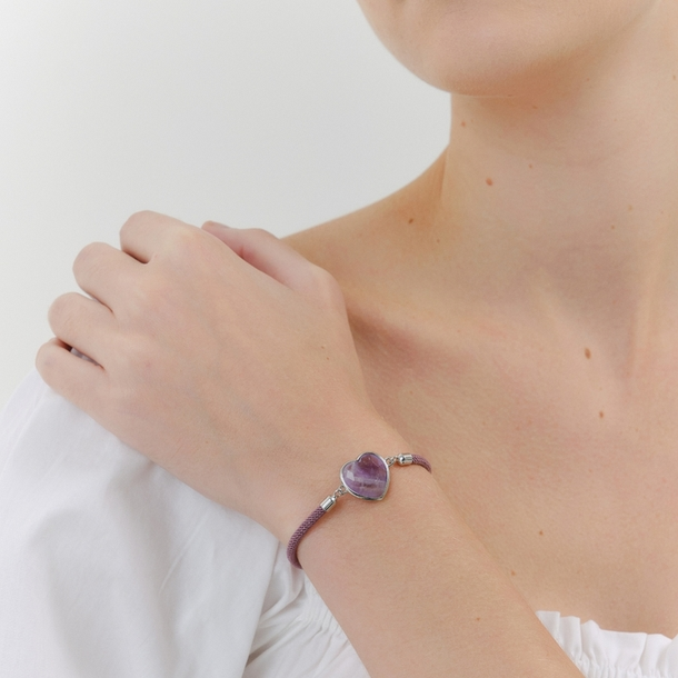 Pulseira Energy Coração Ametista Roxo Claro