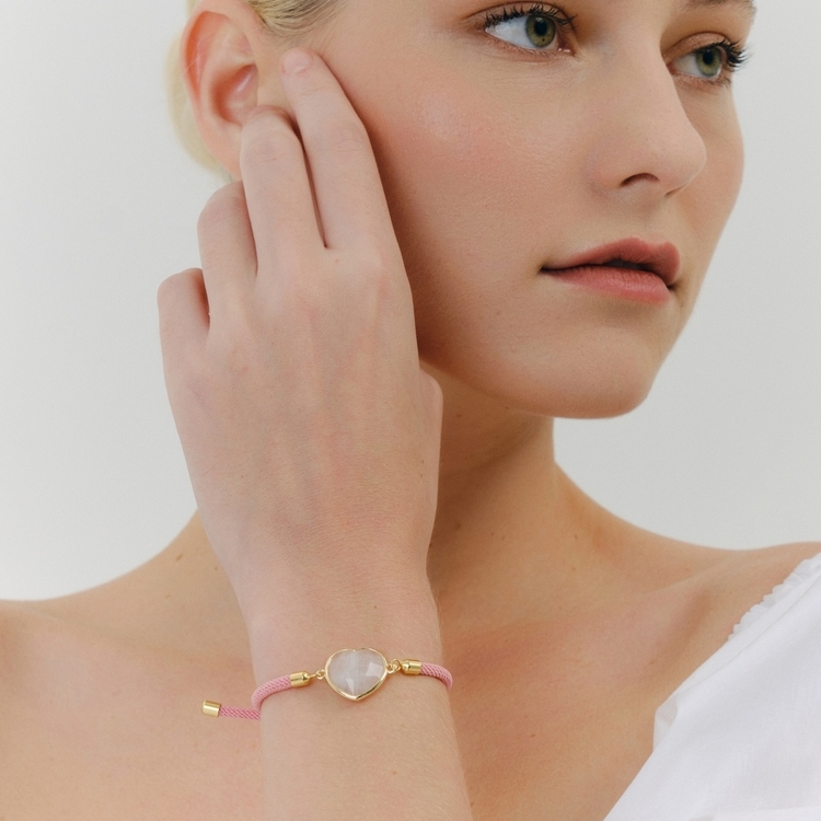 Pulseira Energy Coração Quartzo Rosa