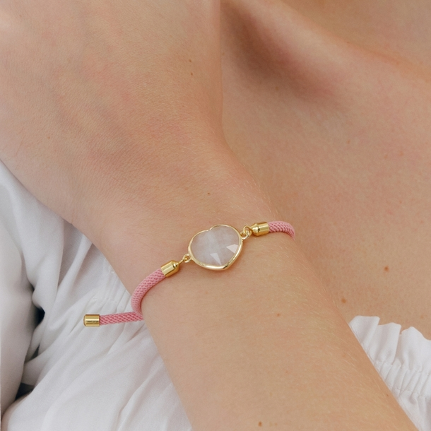 Pulseira Energy Coração Quartzo Rosa