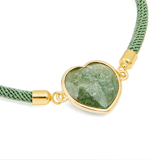 Pulseira Energy Coração Quartzo Verde médio