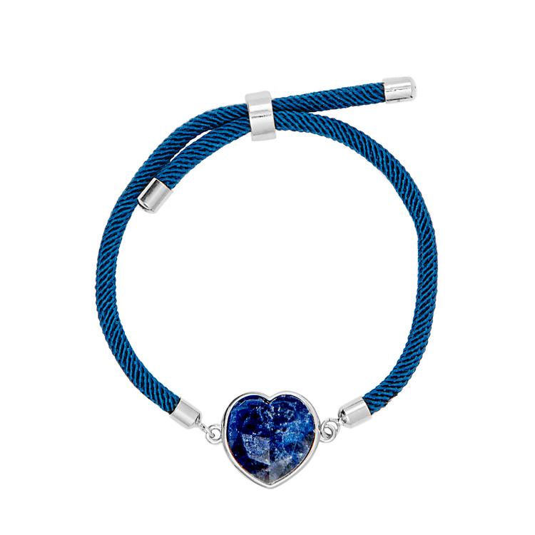 Pulseira Energy Coração Lápis Lazuli Azul Escuro