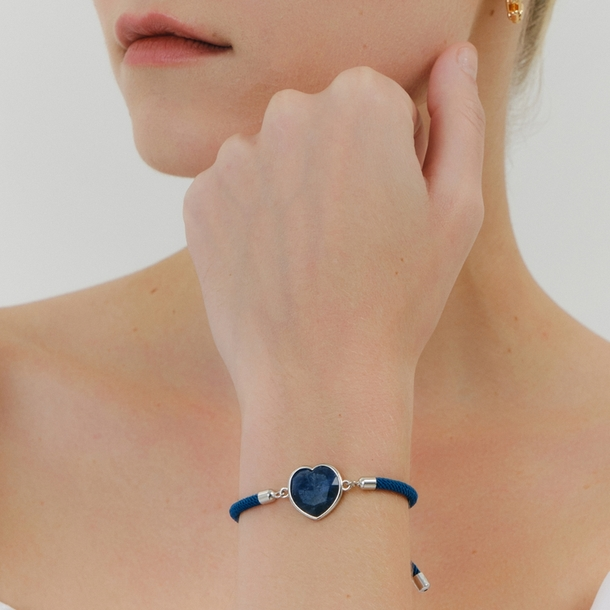 Pulseira Energy Coração Lápis Lazuli Azul Escuro