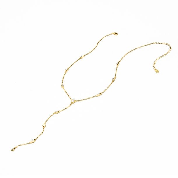 Colar Gravata Gotinhas Zircônias