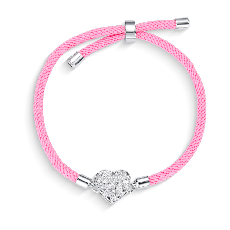 Pulseira Energy Coração Rosa Claro