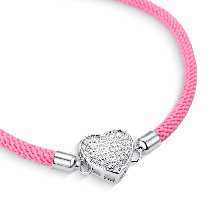 Pulseira Energy Coração Rosa Claro