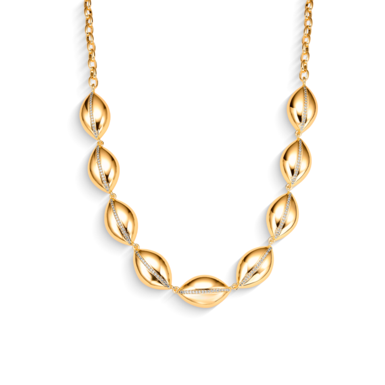 Colar Bold Chunk Zircônias Banho Ouro 18k