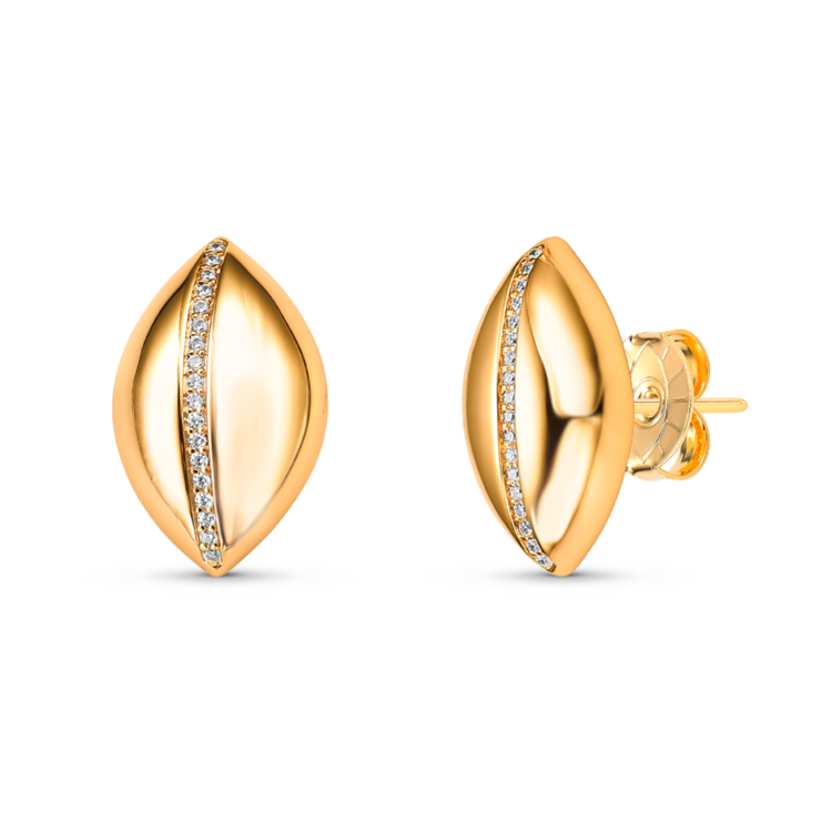 Brinco Mini Bold Chunk  Banho Ouro 18K