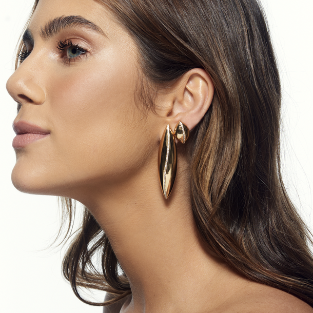 Brinco Bold Chunk Banho Ouro 18K