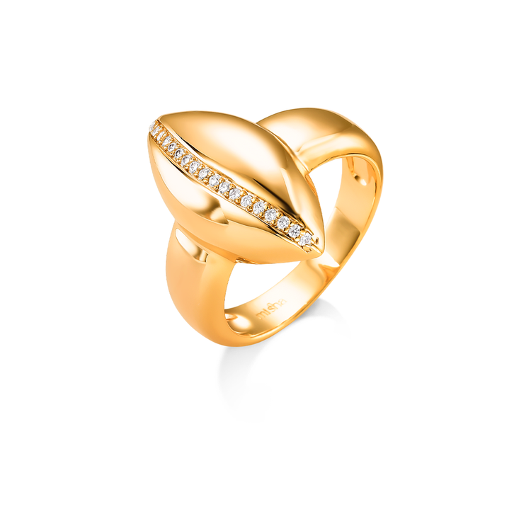 Anel Mini Bold Chunk Zircônias Banho Ouro 18k