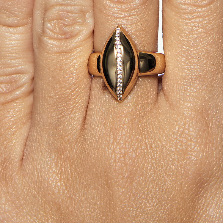 Anel Mini Bold Chunk Zircônias Banho Ouro 18k