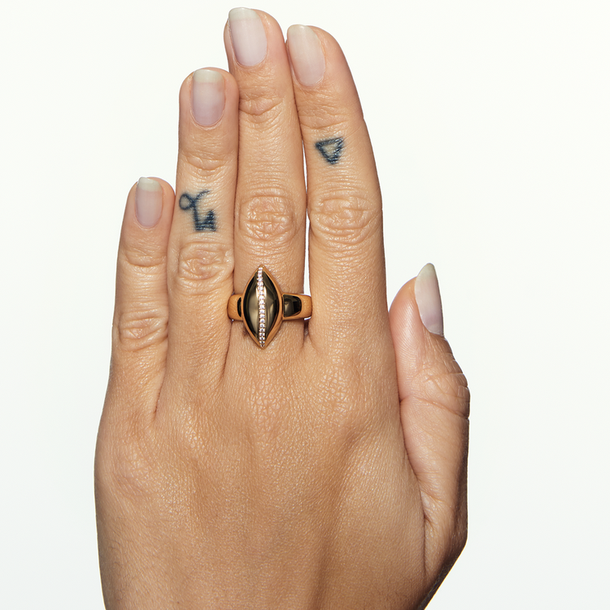 Anel Mini Bold Chunk Zircônias Banho Ouro 18k
