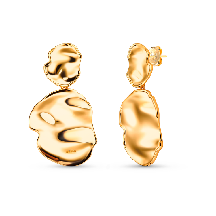 Brinco Duplo Maxi Urban Banho de ouro 18k