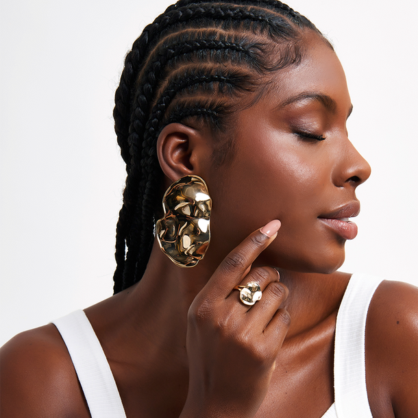 Brinco Maxi Urban Banho de ouro 18k