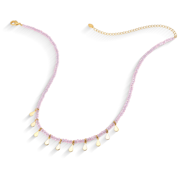 Colar Gipsy Zircônias e Tachinhas Rosa Chá