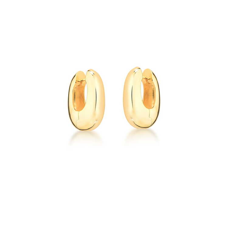 Brinco Argola Oval M Banho ouro 18k