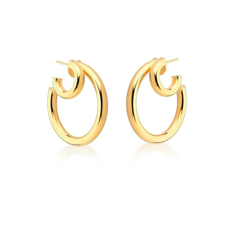 Brinco argola duplo Banho ouro 18k