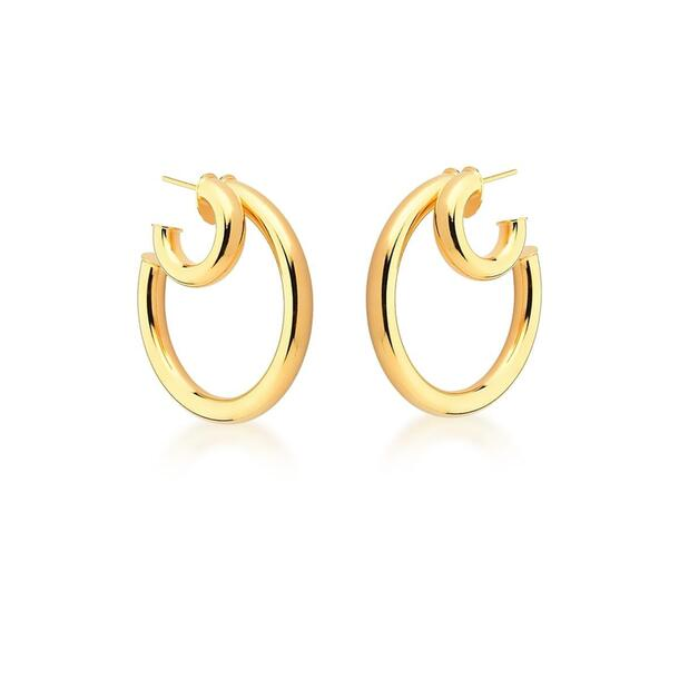 Brinco argola duplo Banho ouro 18k