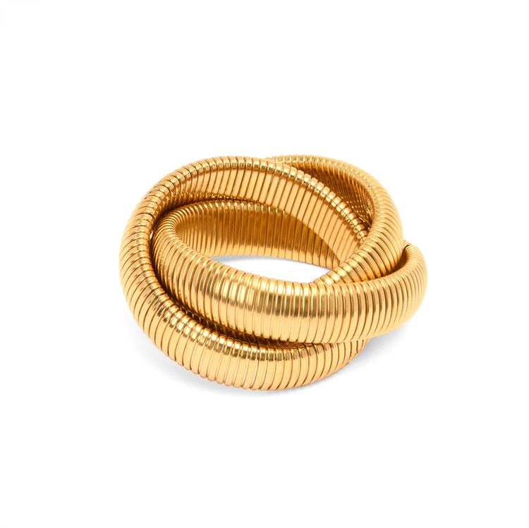 Pulseira Tripla Bold snake 12mm Banho de ouro 18k