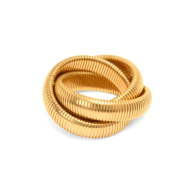 Pulseira Tripla Bold snake 12mm Banho de ouro 18k