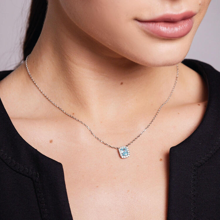 COLAR PRATA 925 TOPAZIO AZUL