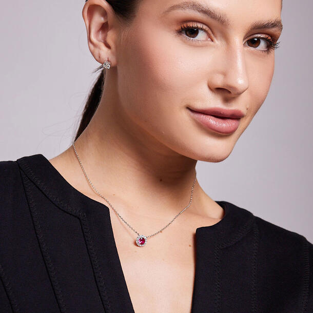 COLAR ZIRCONIA PRATA 925 RUBI