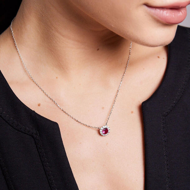 COLAR ZIRCONIA PRATA 925 RUBI