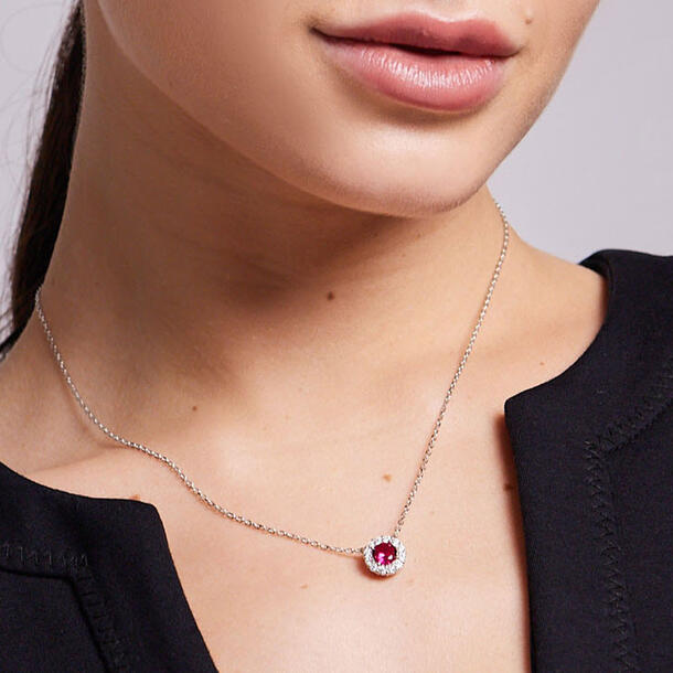COLAR ZIRCONIA PRATA 925 RUBI