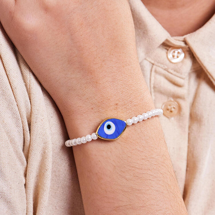 PULSEIRA OLHO GREGO E PÉROLA