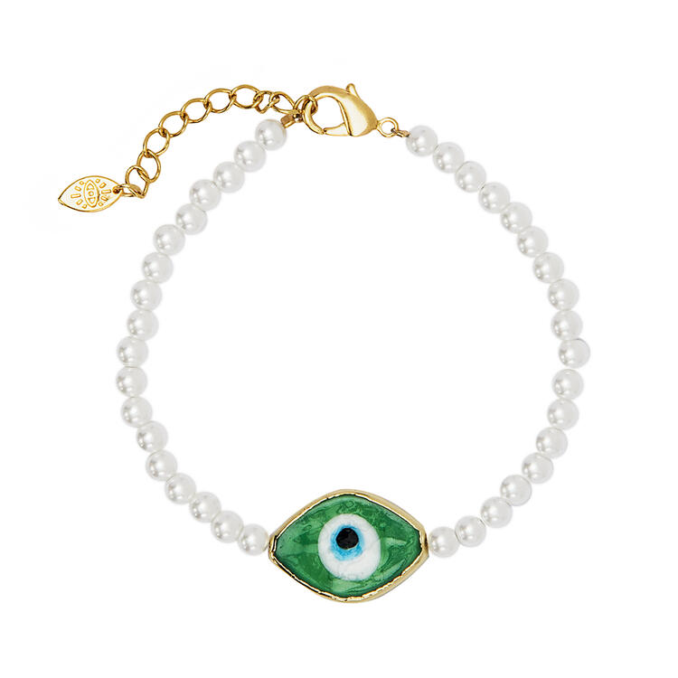 PULSEIRA OLHO GREGO E PÉROLA