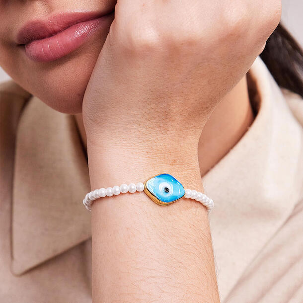 PULSEIRA OLHO GREGO E PÉROLA