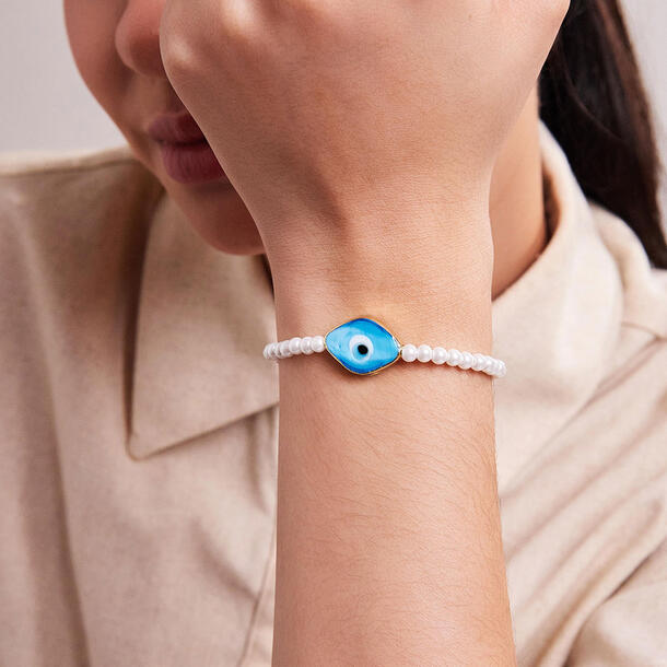 PULSEIRA OLHO GREGO E PÉROLA