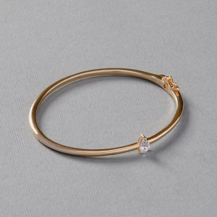 BRACELETE COM GOTA CRAVEJADA PRATA 925