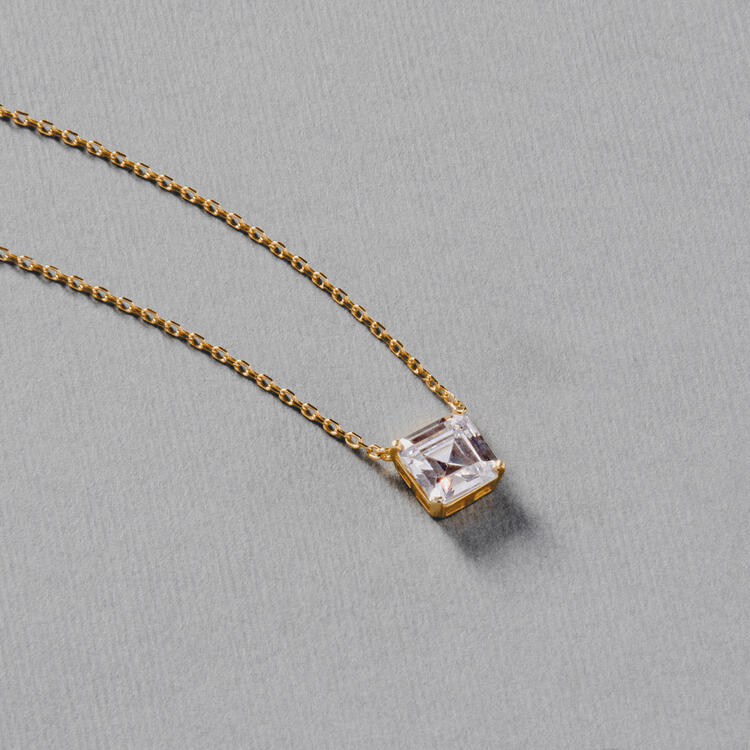 COLAR SOLITÁRIO QUADRADO PRATA 925