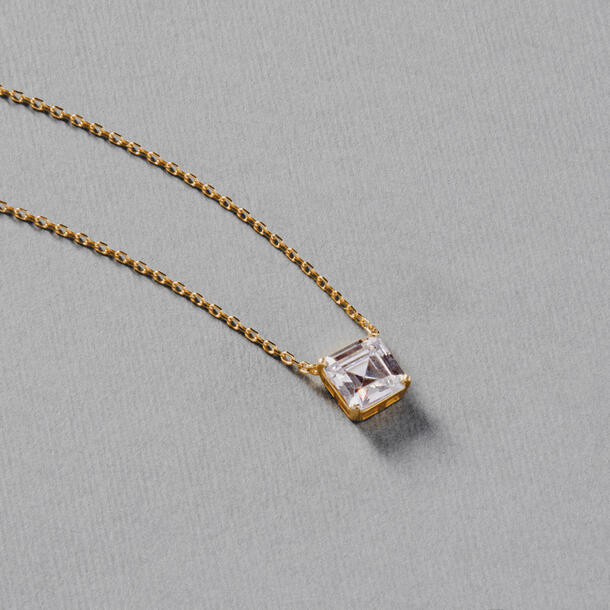 COLAR SOLITÁRIO QUADRADO PRATA 925