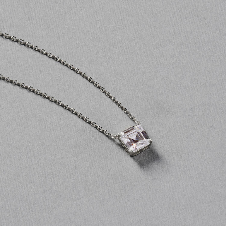 COLAR SOLITÁRIO QUADRADO PRATA 925