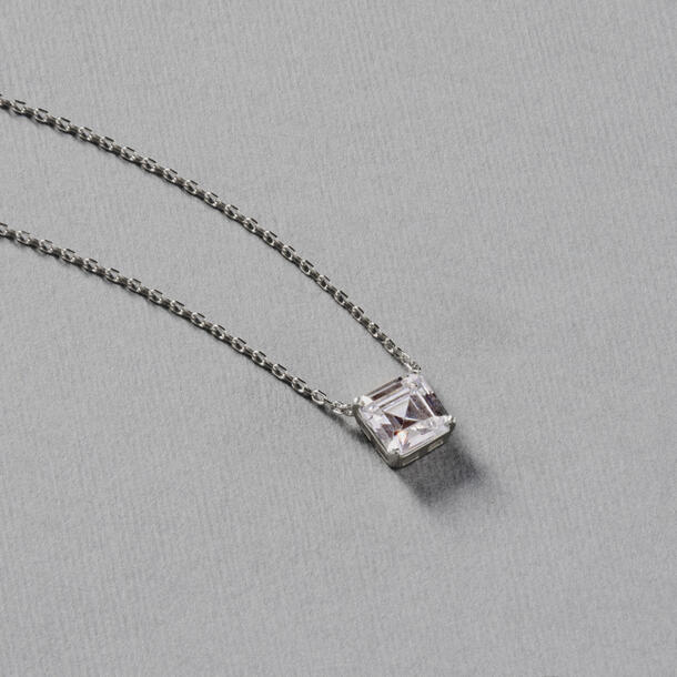 COLAR SOLITÁRIO QUADRADO PRATA 925