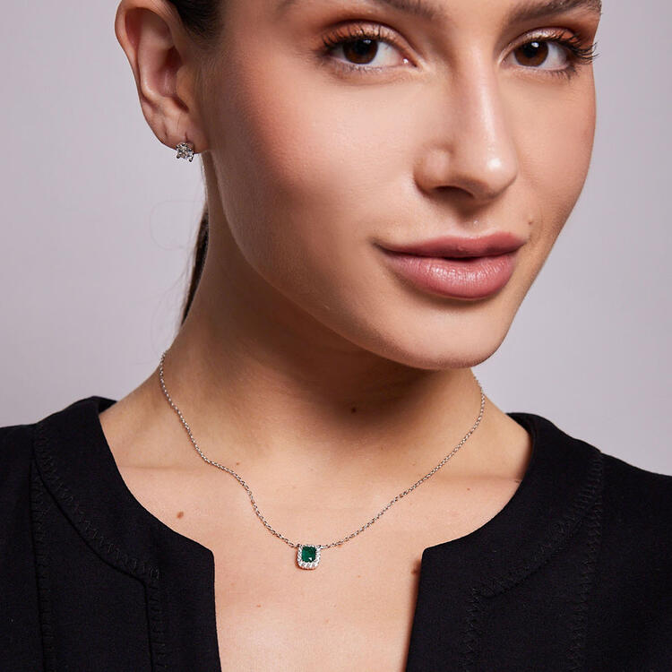 COLAR ESMERALDA PRATA 925