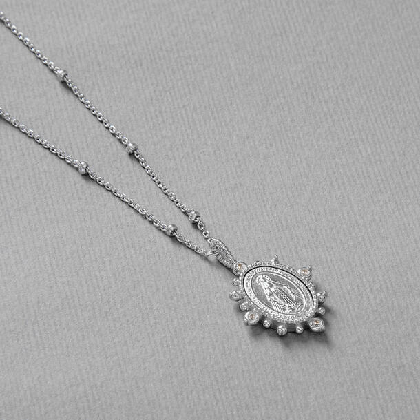 COLAR MEDALHA NOSSA SENHORA DAS GRAÇAS PRATA 925