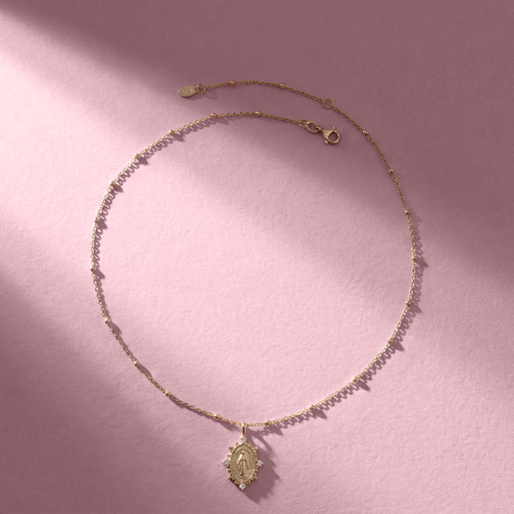 COLAR MEDALHA NOSSA SENHORA DAS GRAÇAS PRATA 925