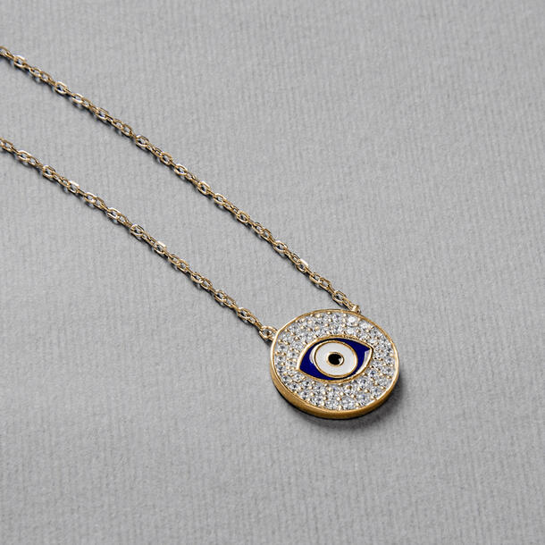 COLAR MEDALHA OLHO GREGO PRATA 925