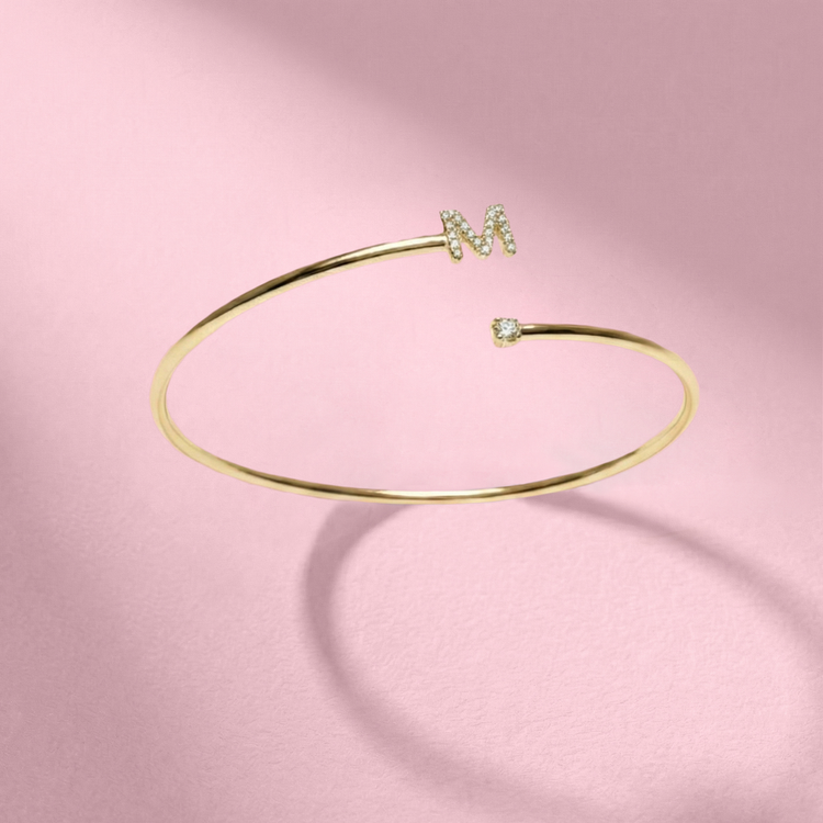 BRACELETE LETRA M PRATA 925