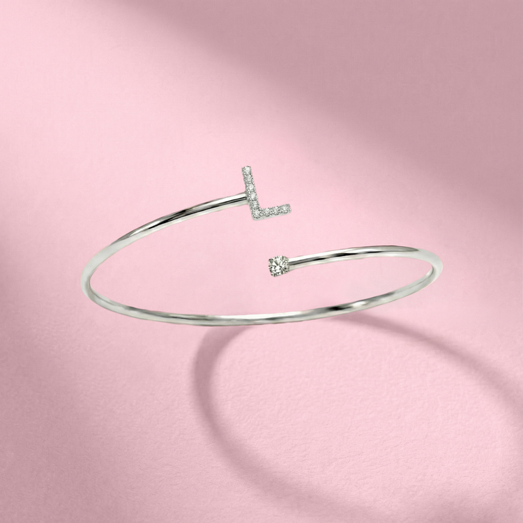 BRACELETE LETRA L PRATA 925