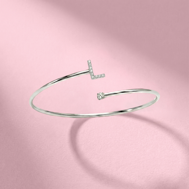 BRACELETE LETRA L PRATA 925