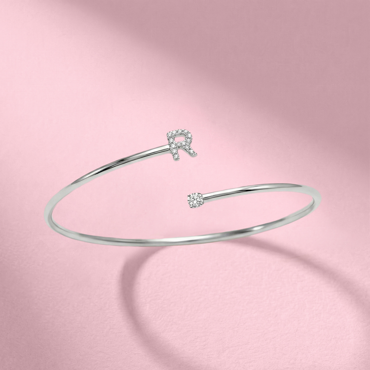 BRACELETE LETRA R PRATA 925